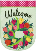 Tulip Wreath Spring Garden Flag 2 Sided