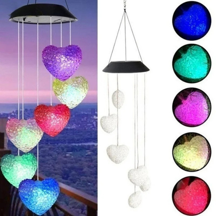 Solar LED Wind Chime Crystal Ball Color Changing Garden Hanging Light