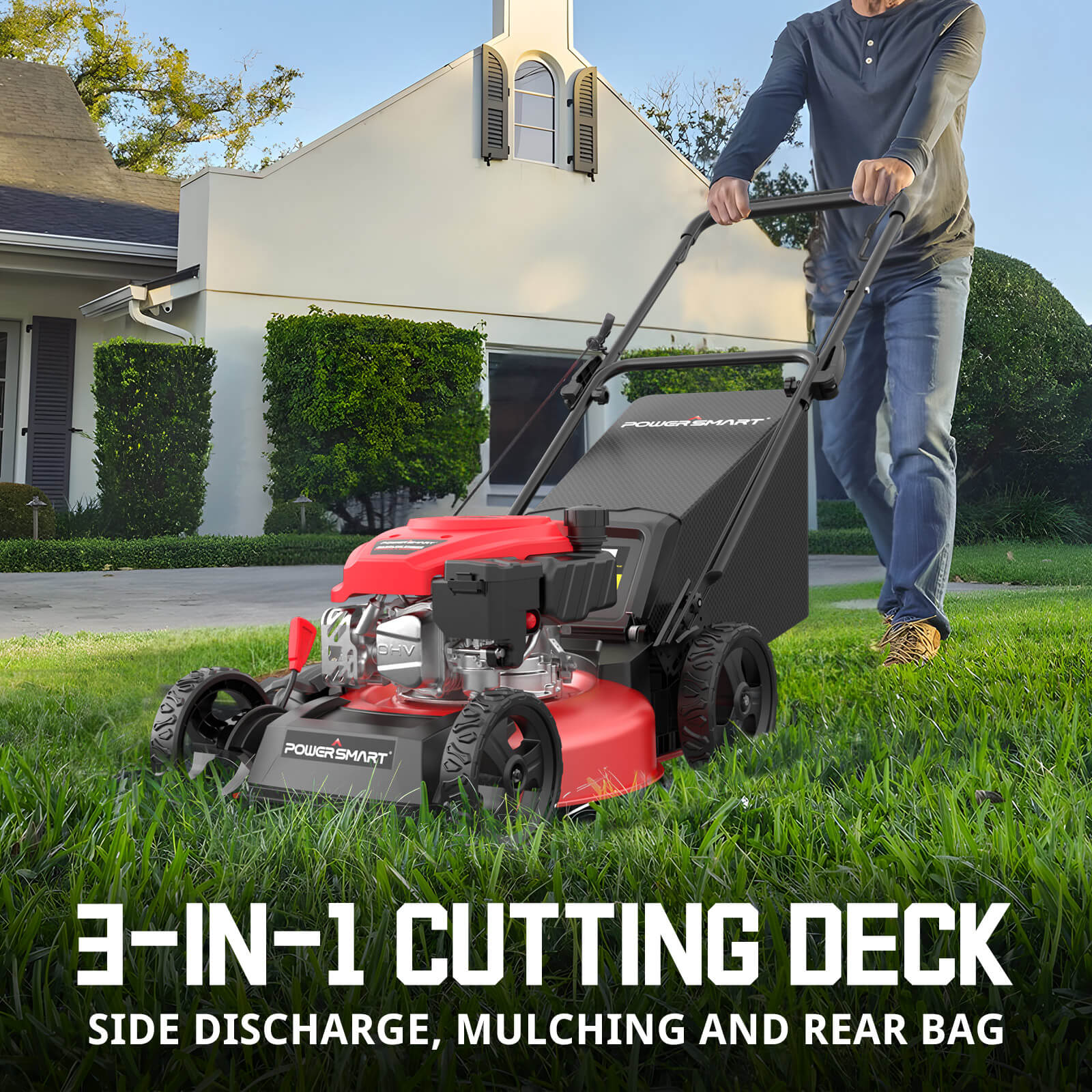 17" 144cc Gas Push 3-in-1 Lawn Mower DV8618P