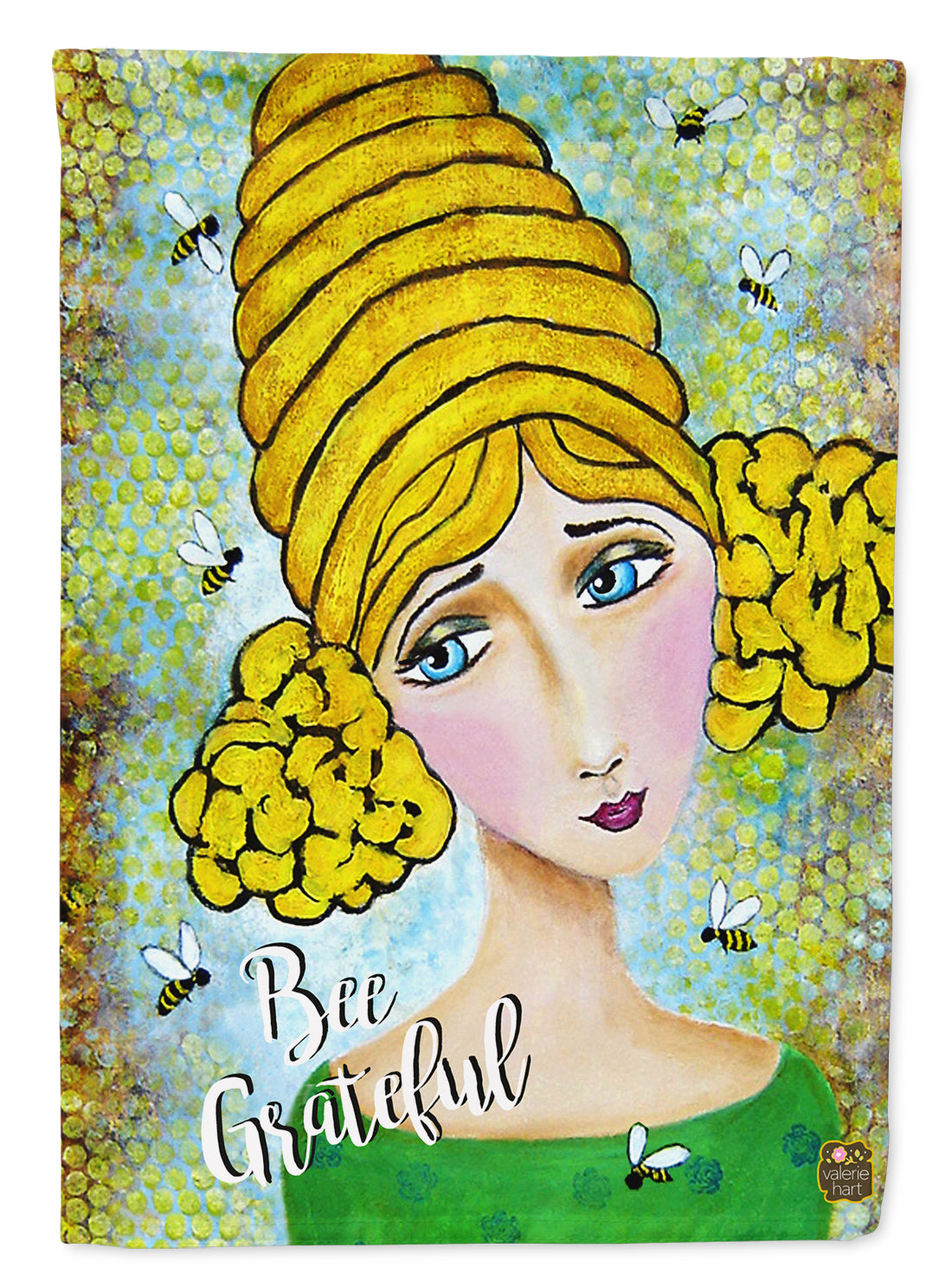 Bee Grateful Girl with Beehive Garden Flag - Outdoor Decorative Yard Flag VHA3008GF