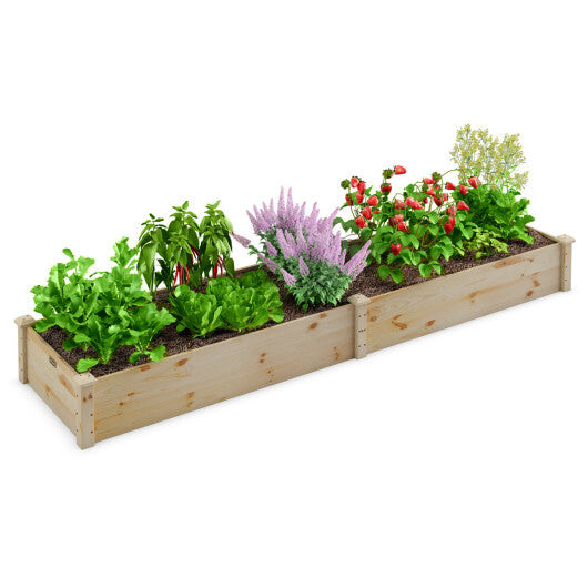 Costway Wooden Vegetable Raised Garden Bed Backyard Patio Grow Flowers Planter with 2 Planting Compartments