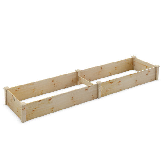 Costway Wooden Vegetable Raised Garden Bed Backyard Patio Grow Flowers Planter with 2 Planting Compartments
