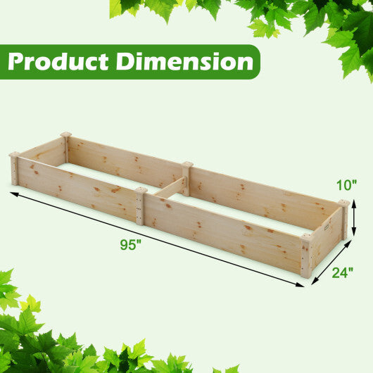 Costway Wooden Vegetable Raised Garden Bed Backyard Patio Grow Flowers Planter with 2 Planting Compartments
