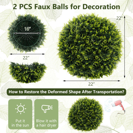 Costway 2 Pieces 18/22 Inches Indoor Outdoor Faux Decorative Balls for Patio Garden Front Door Balcony and Backyard-M