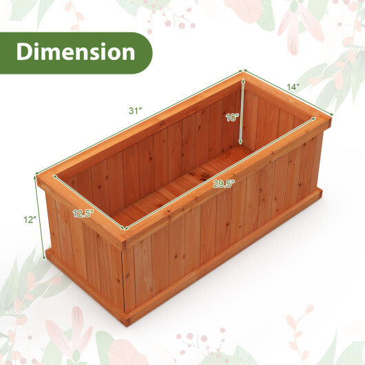 Costway Raised Garden Bed Wooden Planter Box with 4 Drainage Holes and Detachable Bottom Panels-Orange