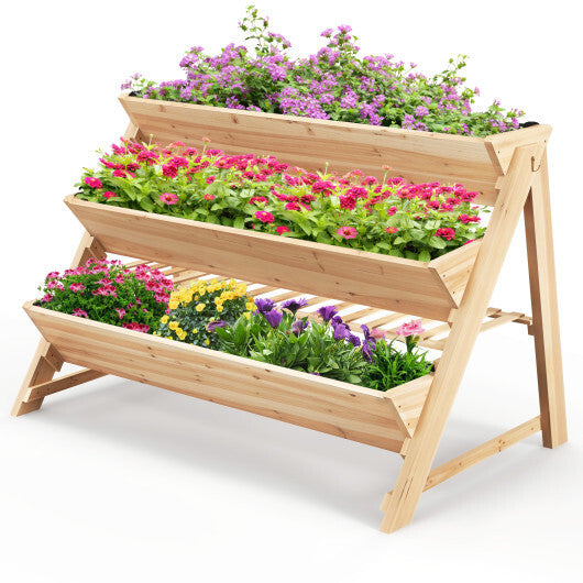 Costway 3-Tier Garden Bed with Storage Shelf  2 Hanging Hooks and 3 Bed Liners