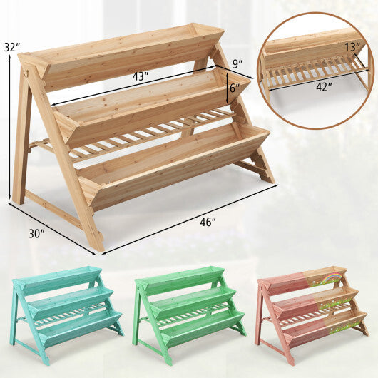 Costway 3-Tier Garden Bed with Storage Shelf  2 Hanging Hooks and 3 Bed Liners
