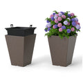Costway Set of 2 Square Taper Planter with Removable Inner Bucket and Optional Drainage Hole-S