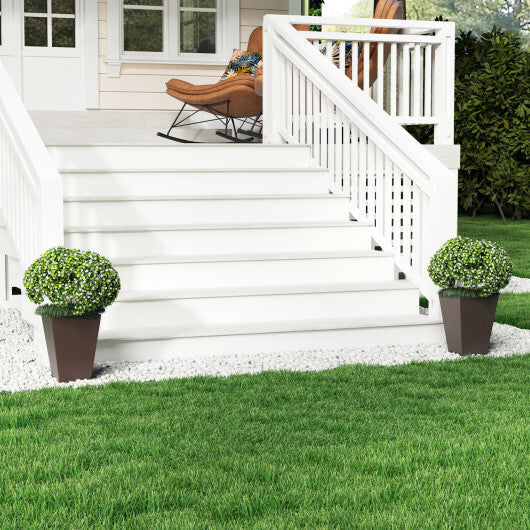 Costway Set of 2 Square Taper Planter with Removable Inner Bucket and Optional Drainage Hole-S