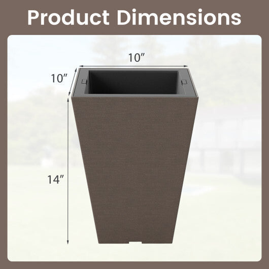 Costway Set of 2 Square Taper Planter with Removable Inner Bucket and Optional Drainage Hole-S