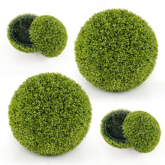 Costway 2 Pieces 20 Inches Artificial Sun-Protective Topiary Spheres for Patio Garden Front Door Balcony Backyard-M