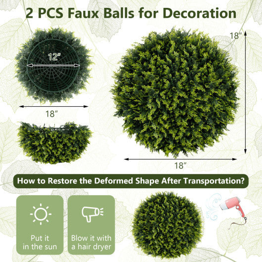 Costway 2 Pieces 18/22 Inches Indoor Outdoor Faux Decorative Balls for Patio Garden Front Door Balcony and Backyard-S