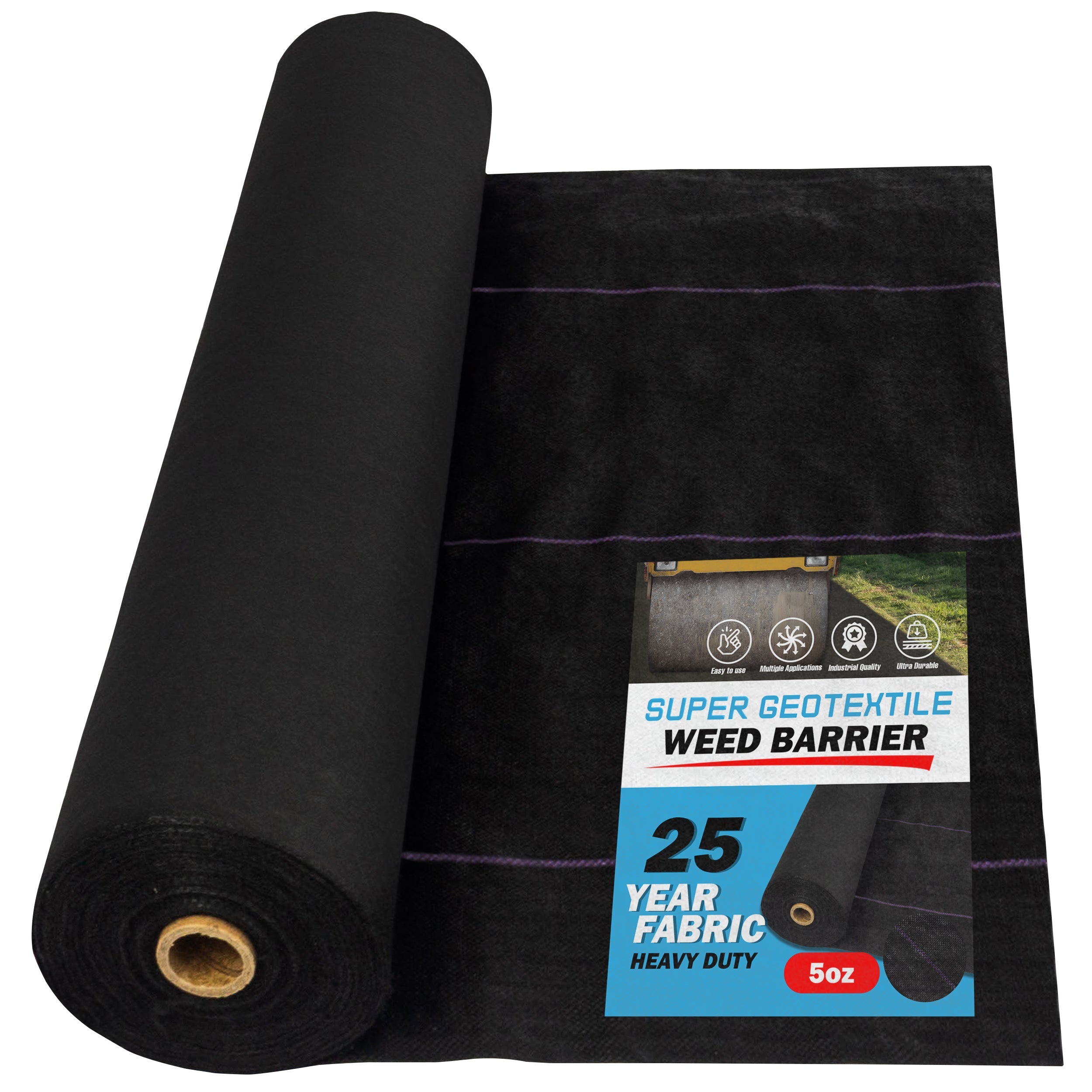 Pro Grade 5oz Weed Barrier - Heavy Duty Landscape Fabric - Weed Block - 25 Year Fabric