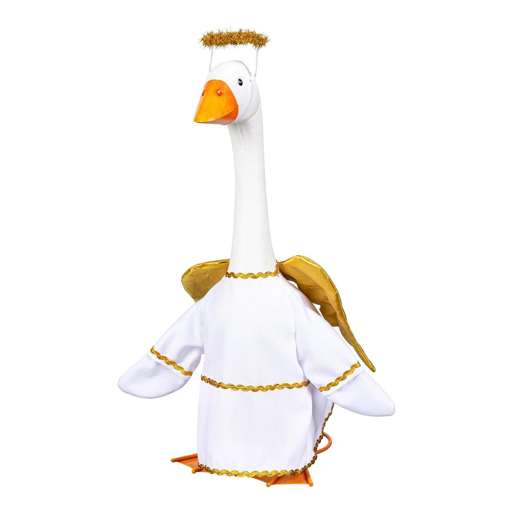 White & Gold Angel Outfit with Halo for 21-Inch Porch Goose