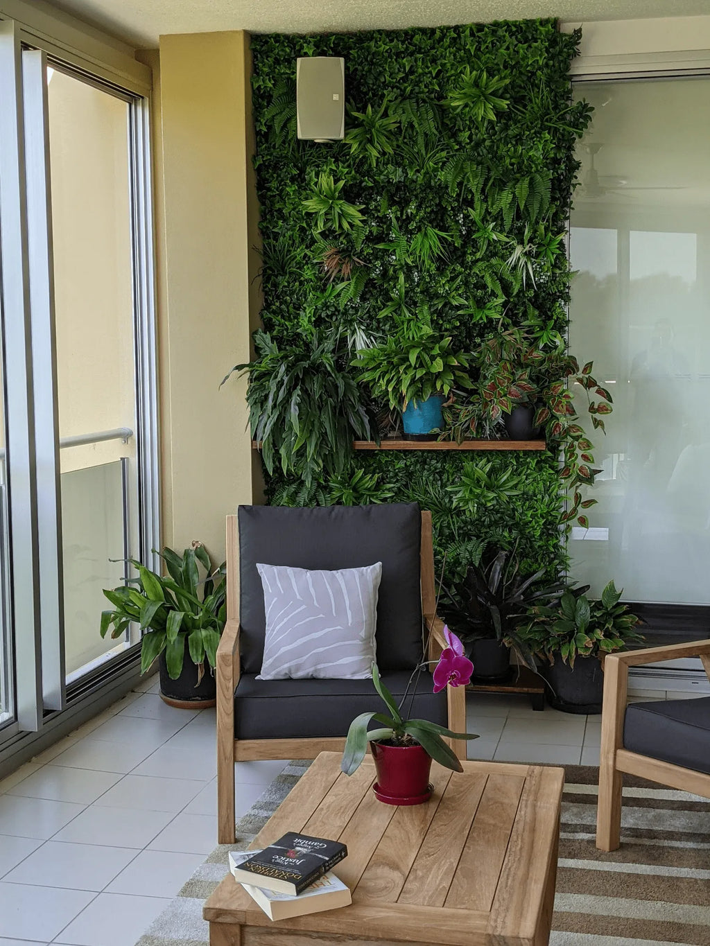 Wild Tropics Artificial Vertical Garden Green Wall Panel 40×40in 11 SQ FT – UV Resistant – Commercial Grade