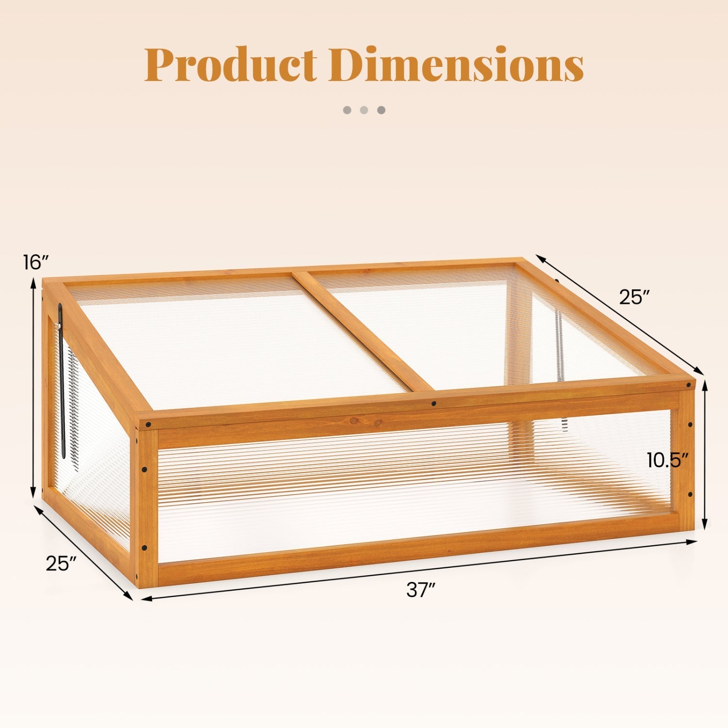Wood Cold Frame Greenhouse Raised Planter Bed Protection with Transparent Flip-top Roof-Orange