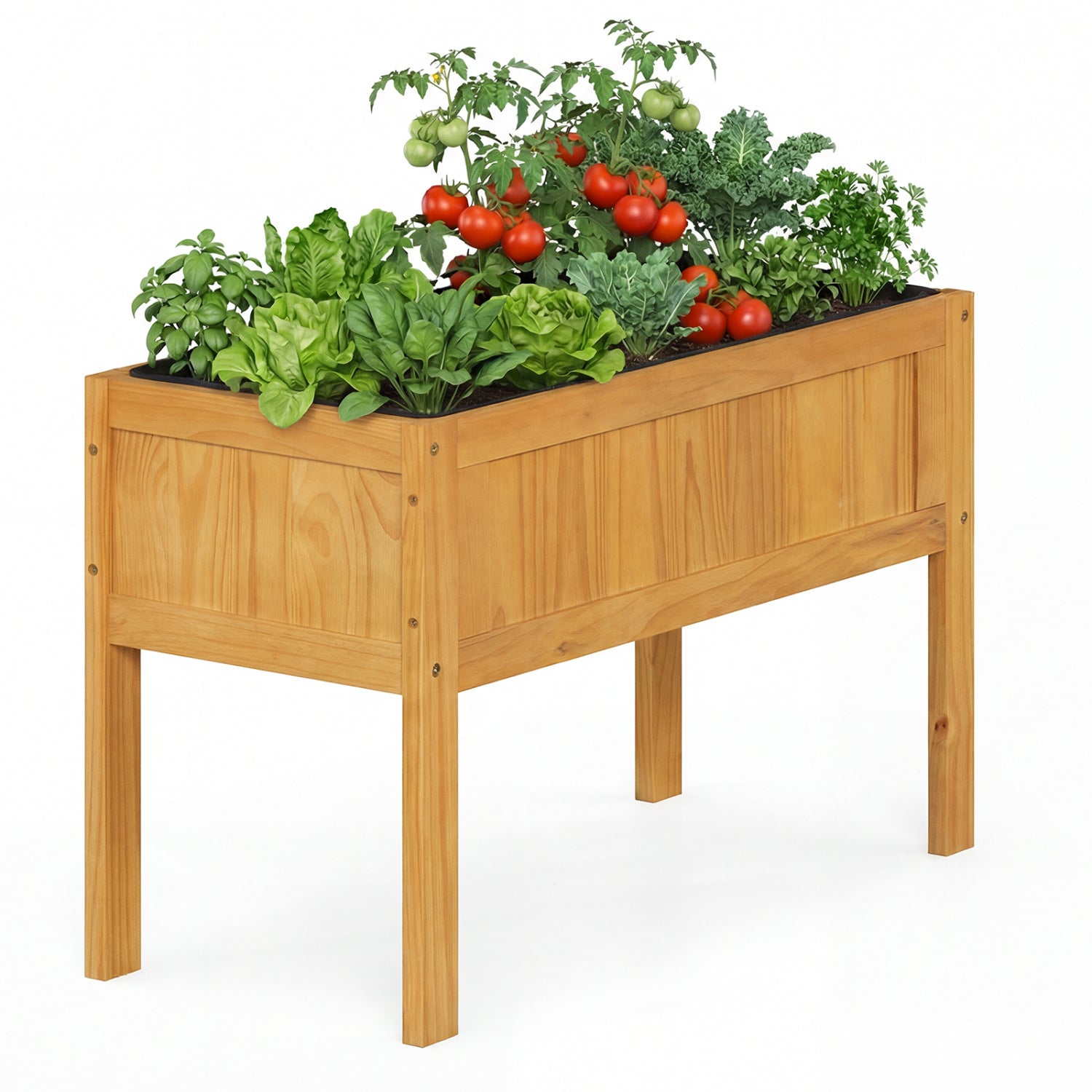 Wood Raised Garden Bed Elevated Planter Box with Bed Liner and Drainage Holes for Vegetables Flowers Herbs