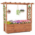 Raised Garden Bed Wooden Elevated Planter Box with Hanging Roof-L