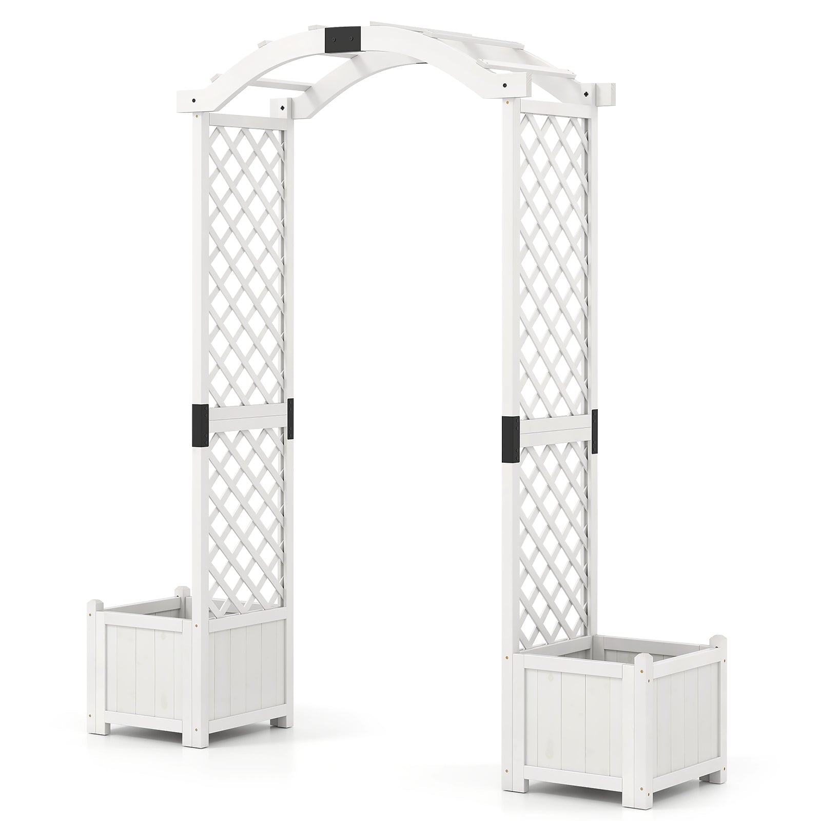 Wooden Garden Arbor with Planter and Trellis for Climbing Plants Decorations
