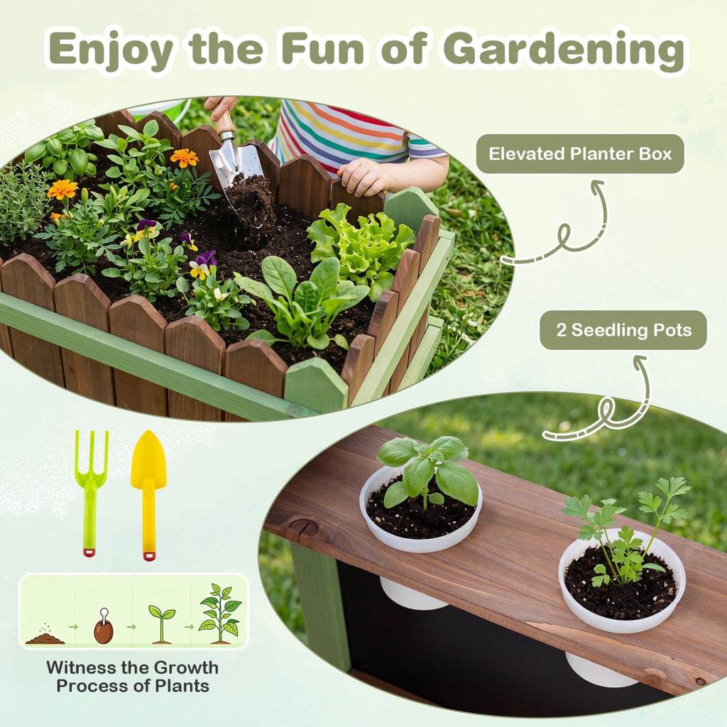 Wooden Mud Farm Playset with Planter Box and Water Pump