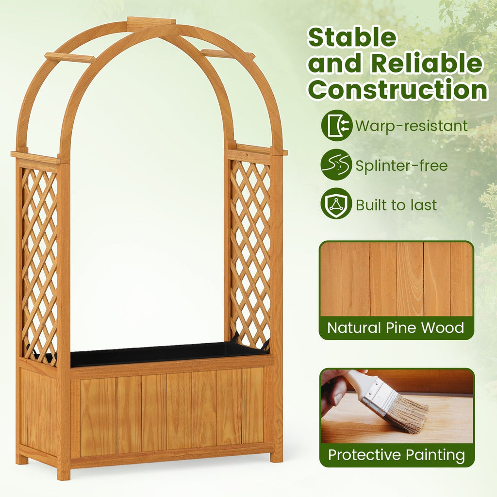 Wooden Raised Garden Bed with Lattice Trellis and Arched Roof-Orange
