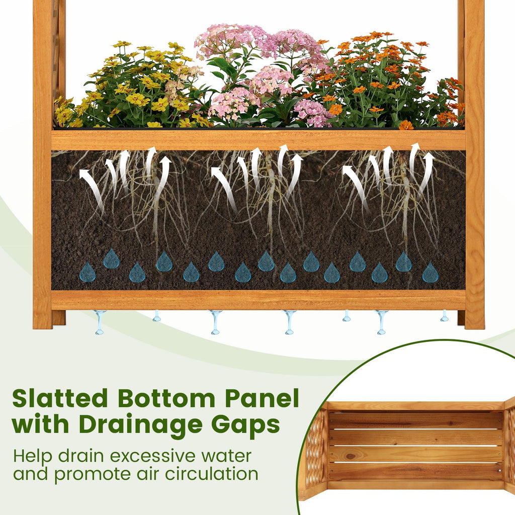 Wooden Raised Garden Bed with Lattice Trellis and Arched Roof-Orange