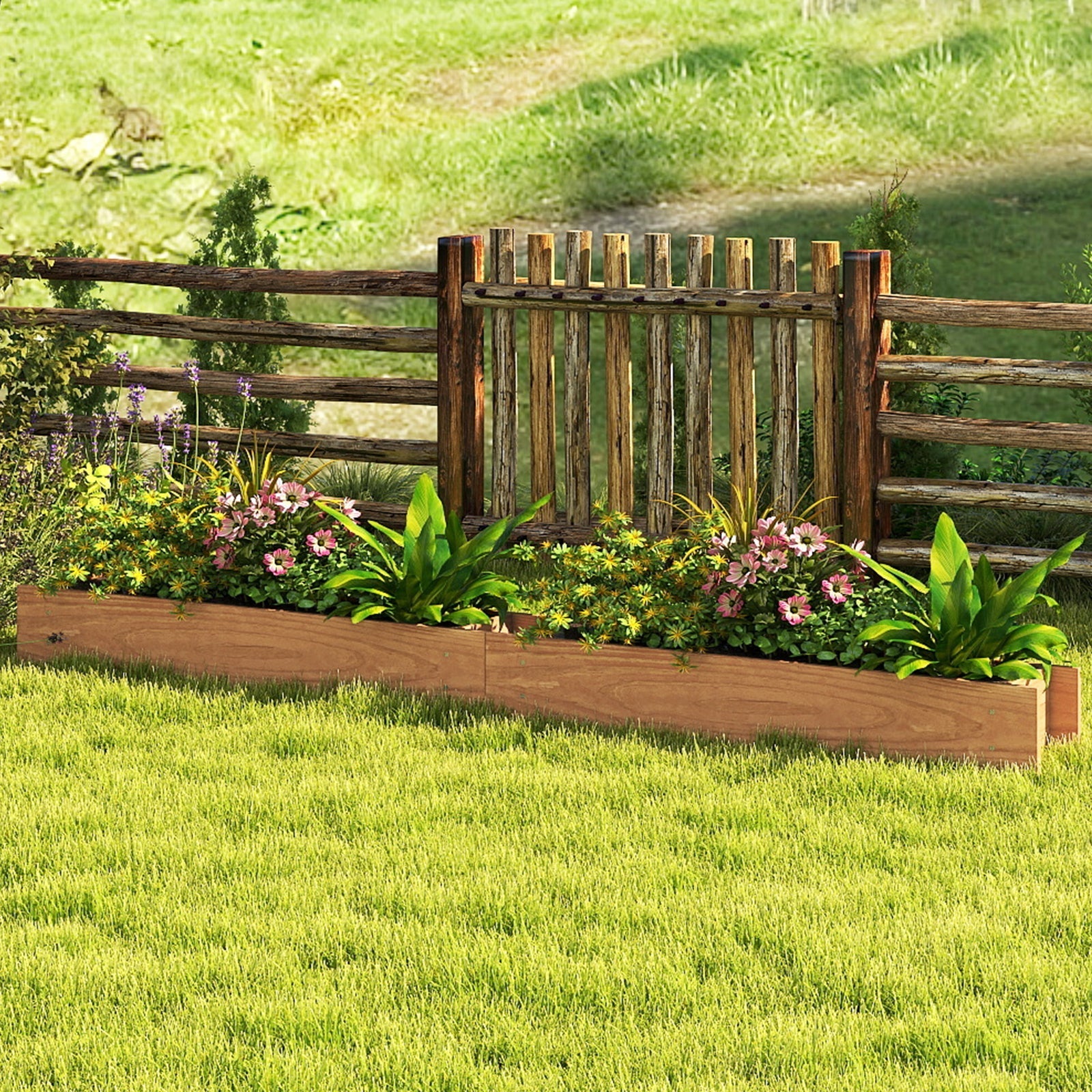 Wooden Raised Garden Bed with Drainage Holes for Vegetable Flower Herb Succulent