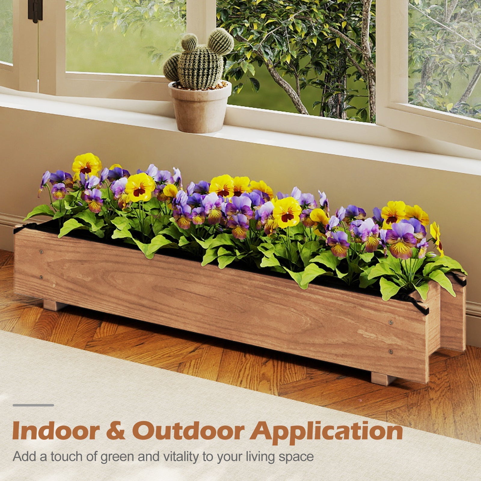 Wooden Raised Garden Bed with Drainage Holes for Vegetable Flower Herb Succulent