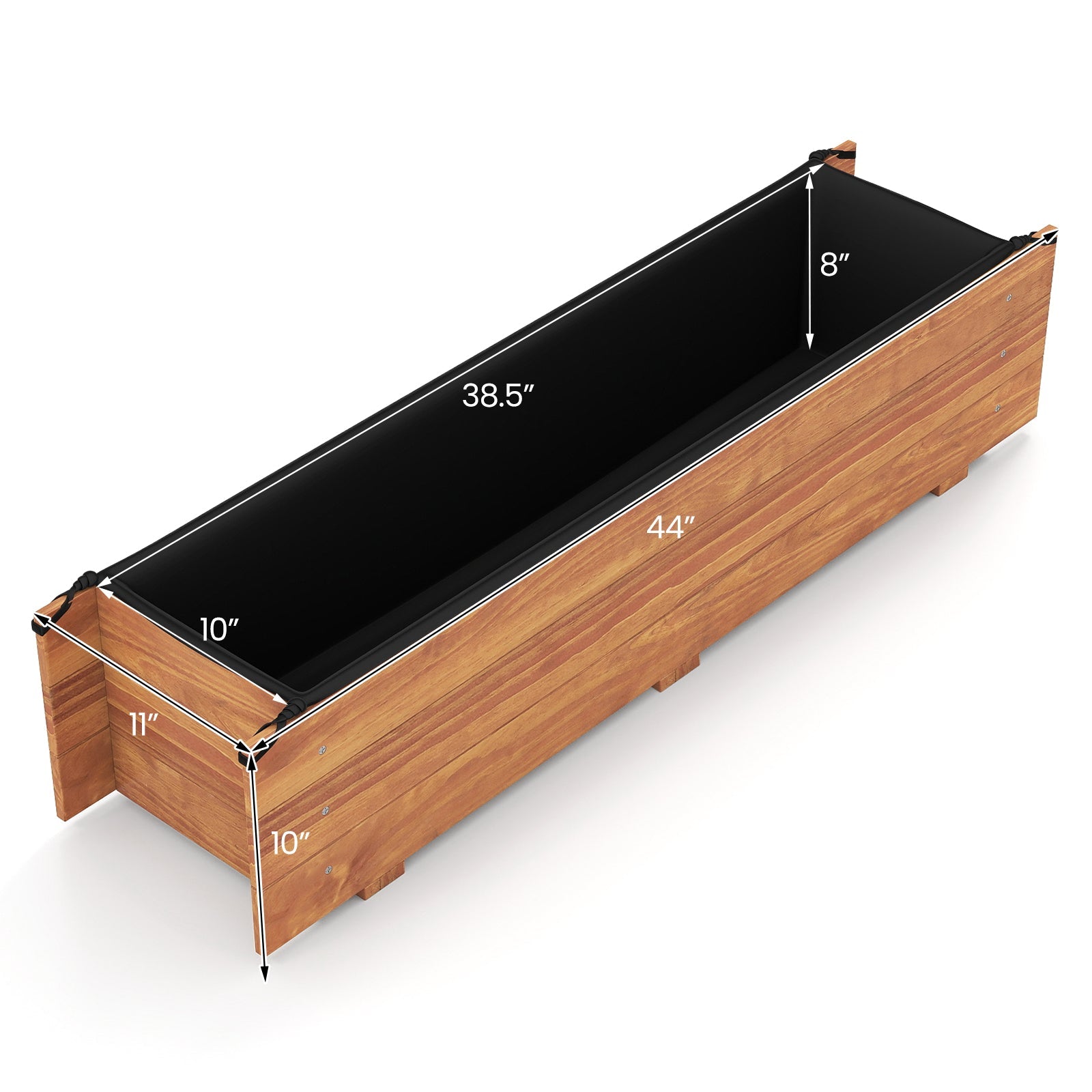 Wooden Raised Garden Bed with Drainage Holes and Liner Elevated Rectangular Planter Box-Orange