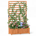 Wooden Raised Garden Bed 59 Inch Tall Elevated Planter Box with Vertical Trellis-Orange