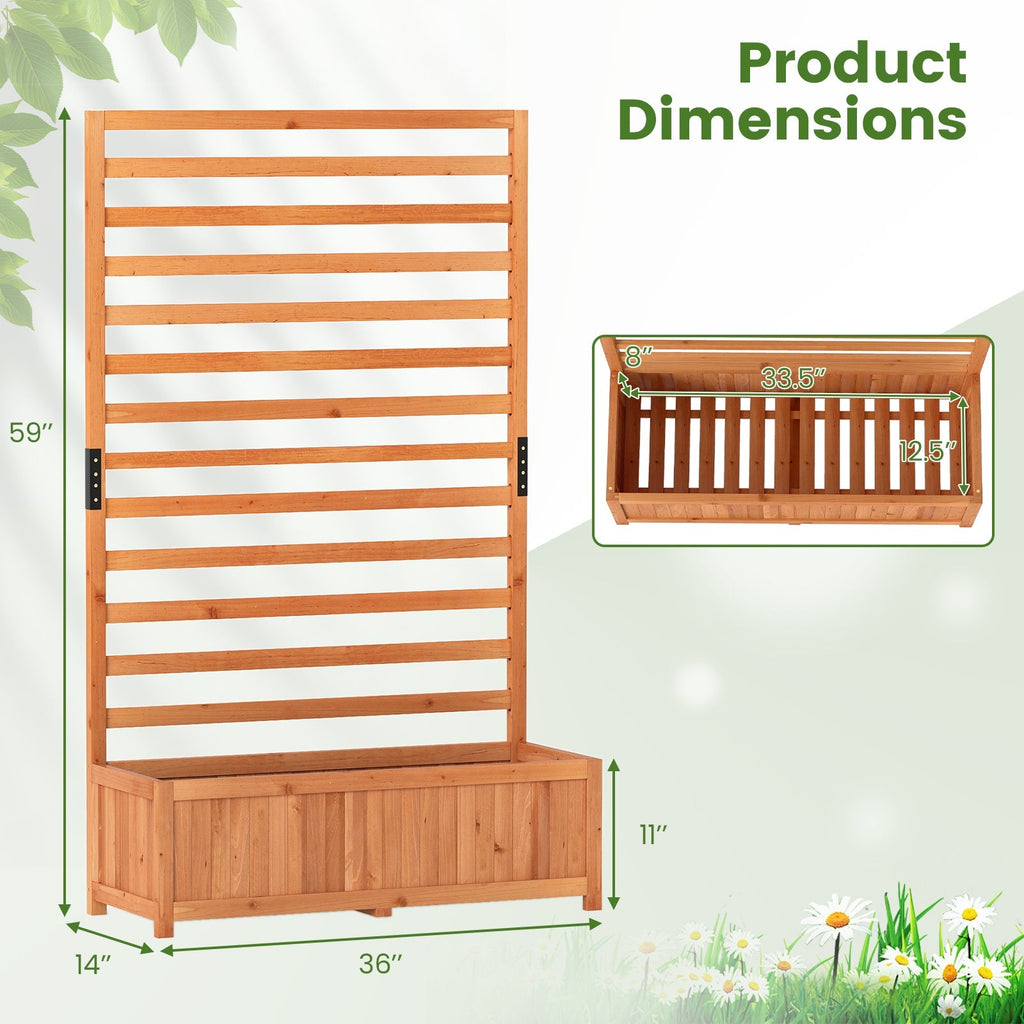 Wooden Raised Garden Bed 59 Inch Tall Elevated Planter Box with Vertical Trellis-Orange