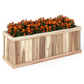 Wooden Raised Garden Bed Natural Acacia Wood Rectangular Planter Box with Drainage-Natural