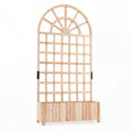 Wooden Raised Garden Bed with Trellis 71" Outdoor Planter Box Privacy Screen