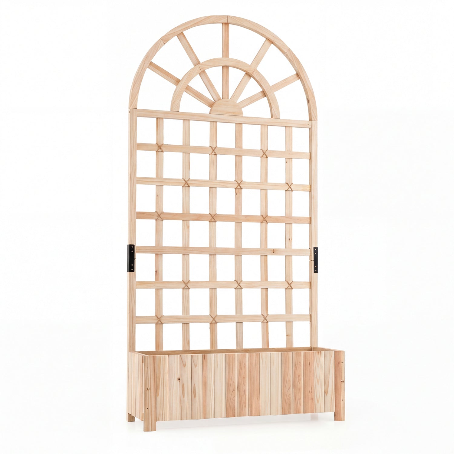 Wooden Raised Garden Bed with Trellis 71" Outdoor Planter Box Privacy Screen