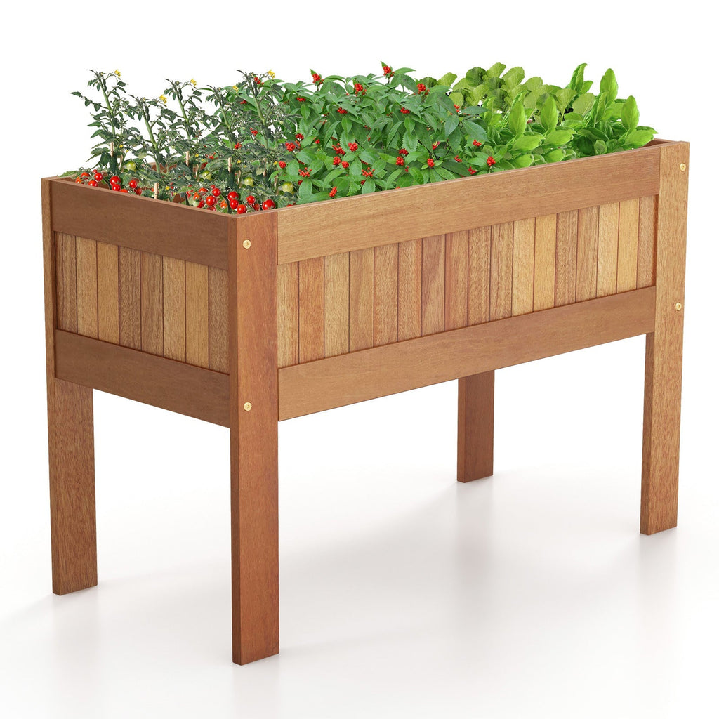 Wooden Raised Garden Bed Solid Wood Elevated Planter Box with Legs