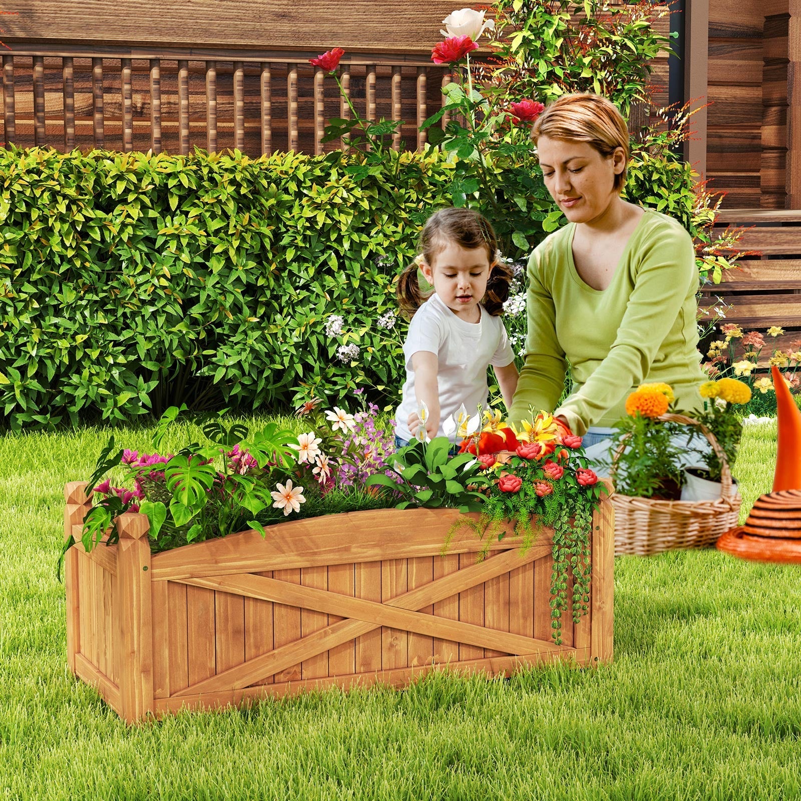 Wooden Raised Garden Bed Drainage Holes for Patio Garden