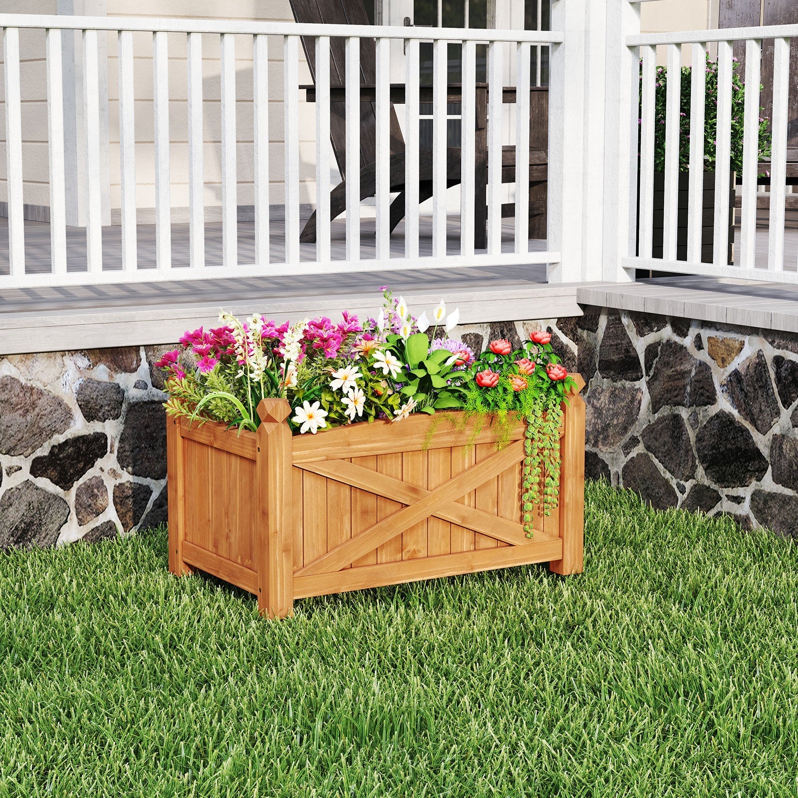 Wooden Raised Garden Bed Drainage Holes for Patio Garden