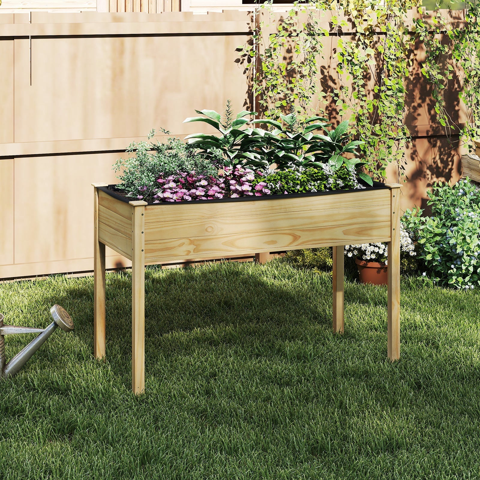Wooden Raised Vegetable Garden Bed Elevated Grow Vegetable Planter