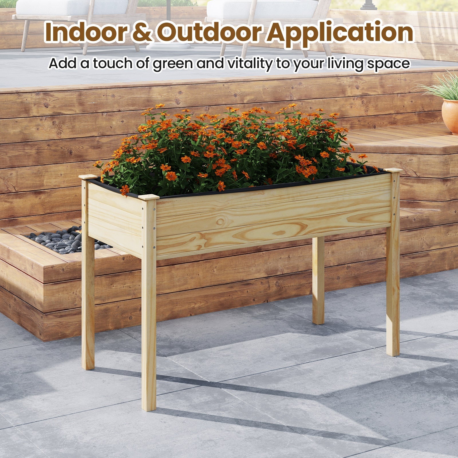 Wooden Raised Vegetable Garden Bed Elevated Grow Vegetable Planter