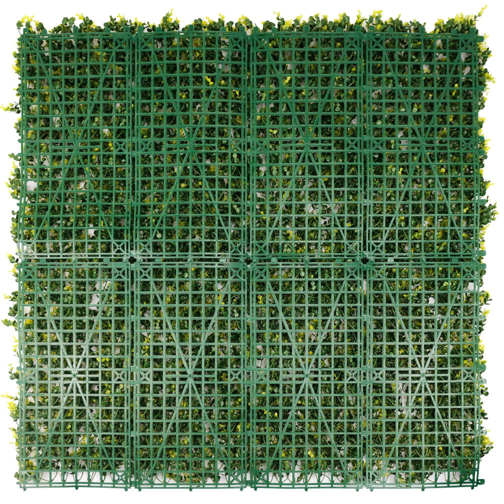 Yellow English Boxwood Artificial Vertical Garden Green Wall Panel 40×40in 11 SQ FT – UV Resistant – Commercial Grade