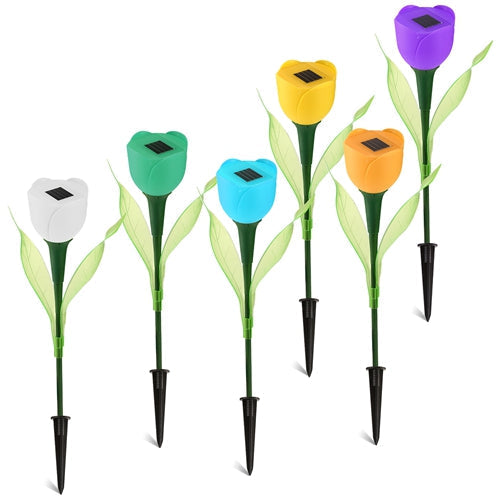 6-Pack Solar Tulip Garden Lights – IP54 Water-Resistant Pathway Decor