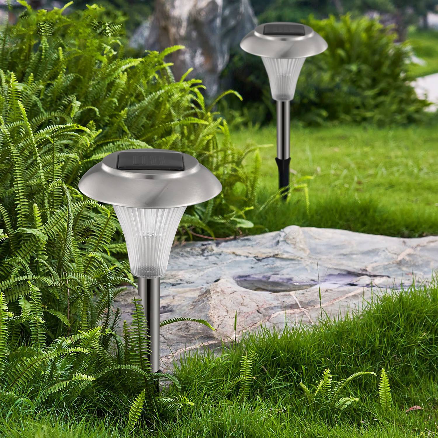 24Packs Solar Garden Lights Outdoor IP44 Waterproof Solar Pathway Lights Color Changing Landscape Lamps 10Hrs Lawn Lighting for Yard Driveway Walkway