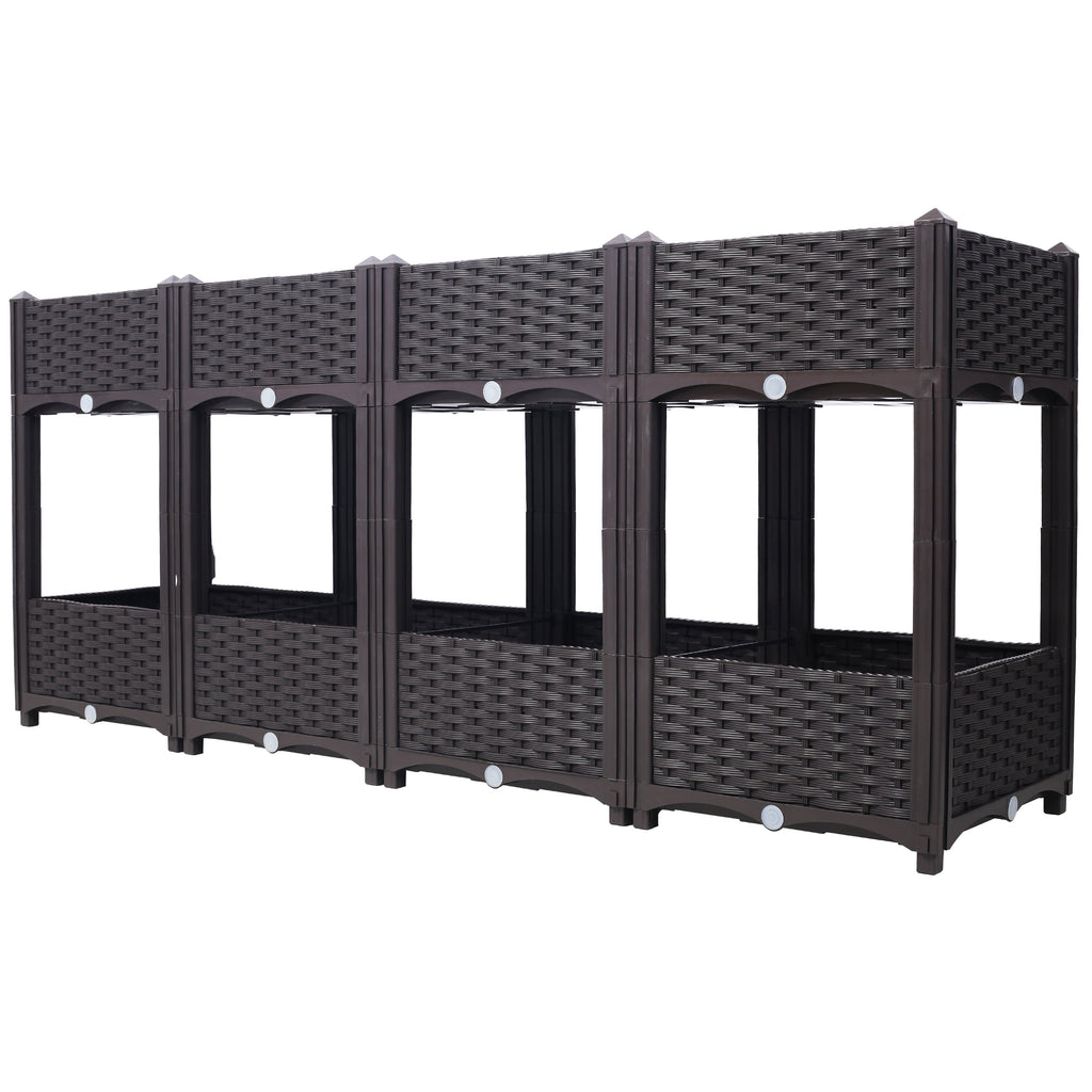 Planter Raised Beds - Elevated Planter Garden Box with Drainage Plug Raised Garden Beds for Vegetable/Flower/Herb Outdoor Standing Planter Beds Gardening Kit,Brown,63'x15.7'x27.7'