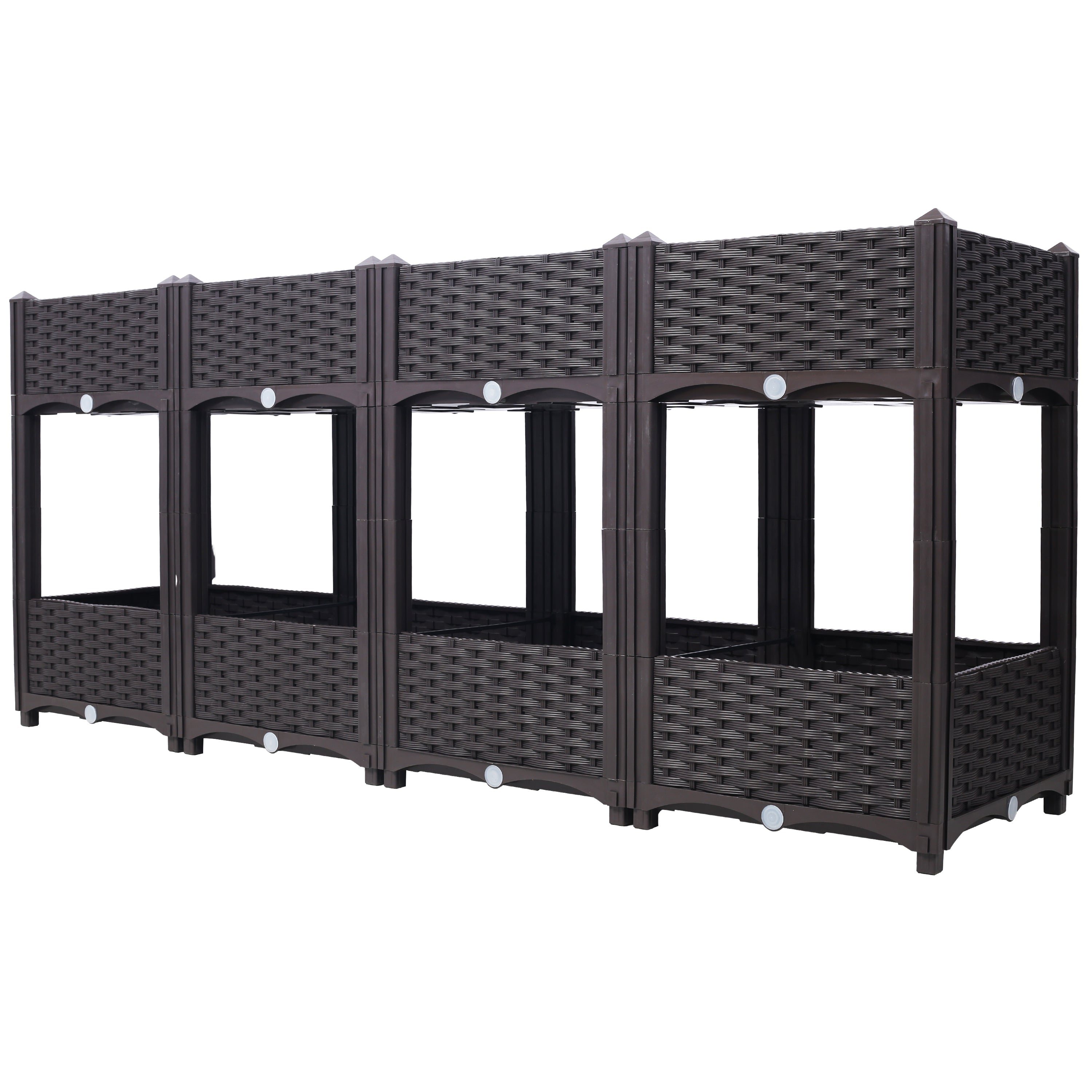 Planter Raised Beds - Elevated Planter Garden Box with Drainage Plug Raised Garden Beds for Vegetable/Flower/Herb Outdoor Standing Planter Beds Gardening Kit,Brown,63'x15.7'x27.7'