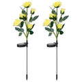 2Pcs Solar Powered Lights Outdoor Rose Flower LED Decorative Lamp Water Resistant Pathway Stake Lights For Garden Patio Yard Walkway