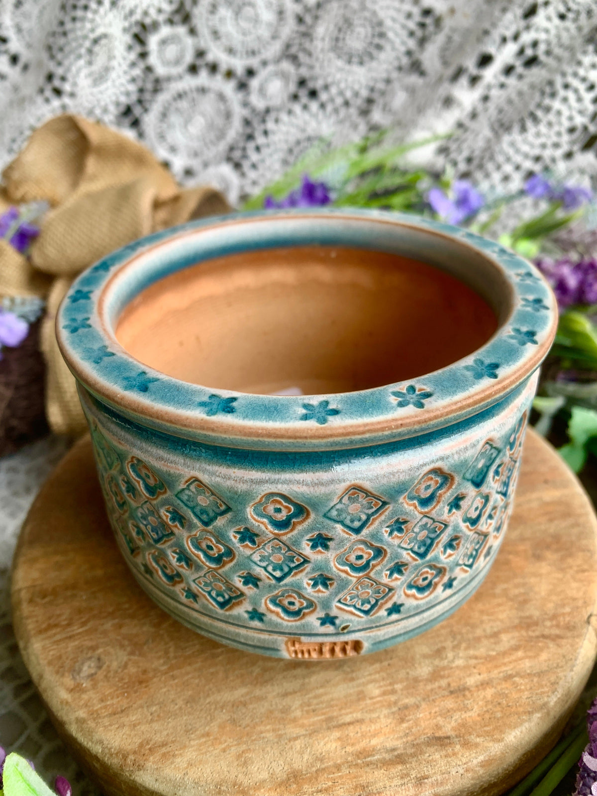 WS0001 Handmade Artisan Pottery Planter Pot - Pot rim diameter: 3.5"