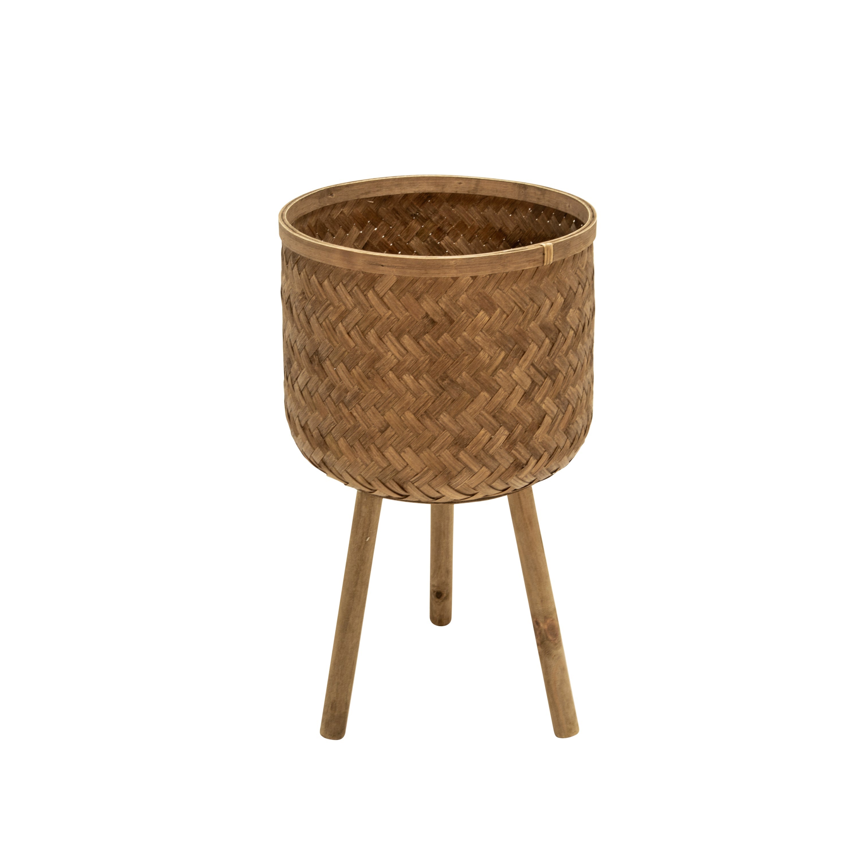 S/3 BAMBOO PLANTERS 11/13/15' BROWN