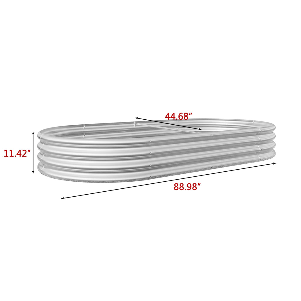 Raised Garden Bed Outdoor Oval Large Metal Planter Bed - Silver