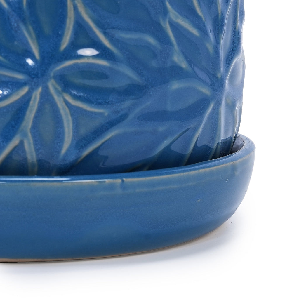 Set of 2 Ceramic Flowerpot, 7' Modern Planter for Patio, Garden, Windowsill - Navy Blue