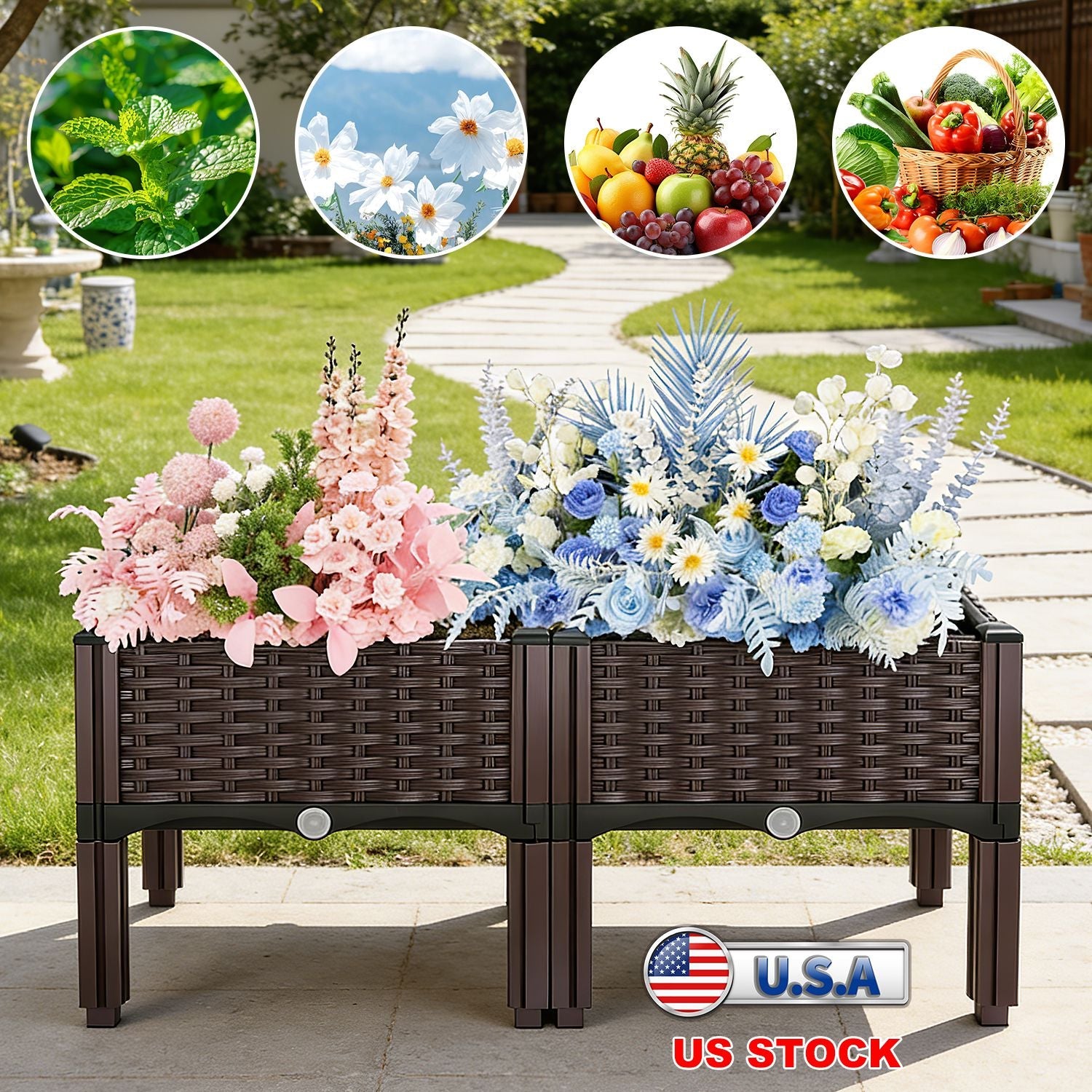Elevated Raised Garden Bed with Self-Watering System